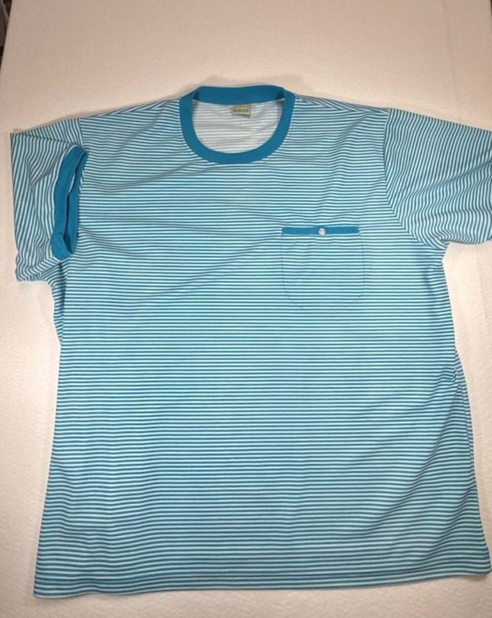 Vintage Haband Teal Striped Pocket T-Shirt